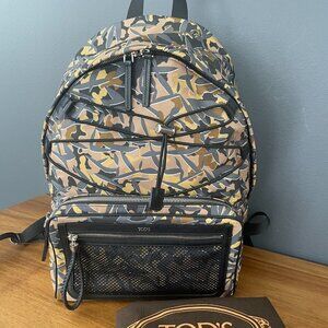 Tod's Italy Tech Zaine Easy Lacci Nylon Graphic Backpack, XDMMDDGT3L0JWJ987N